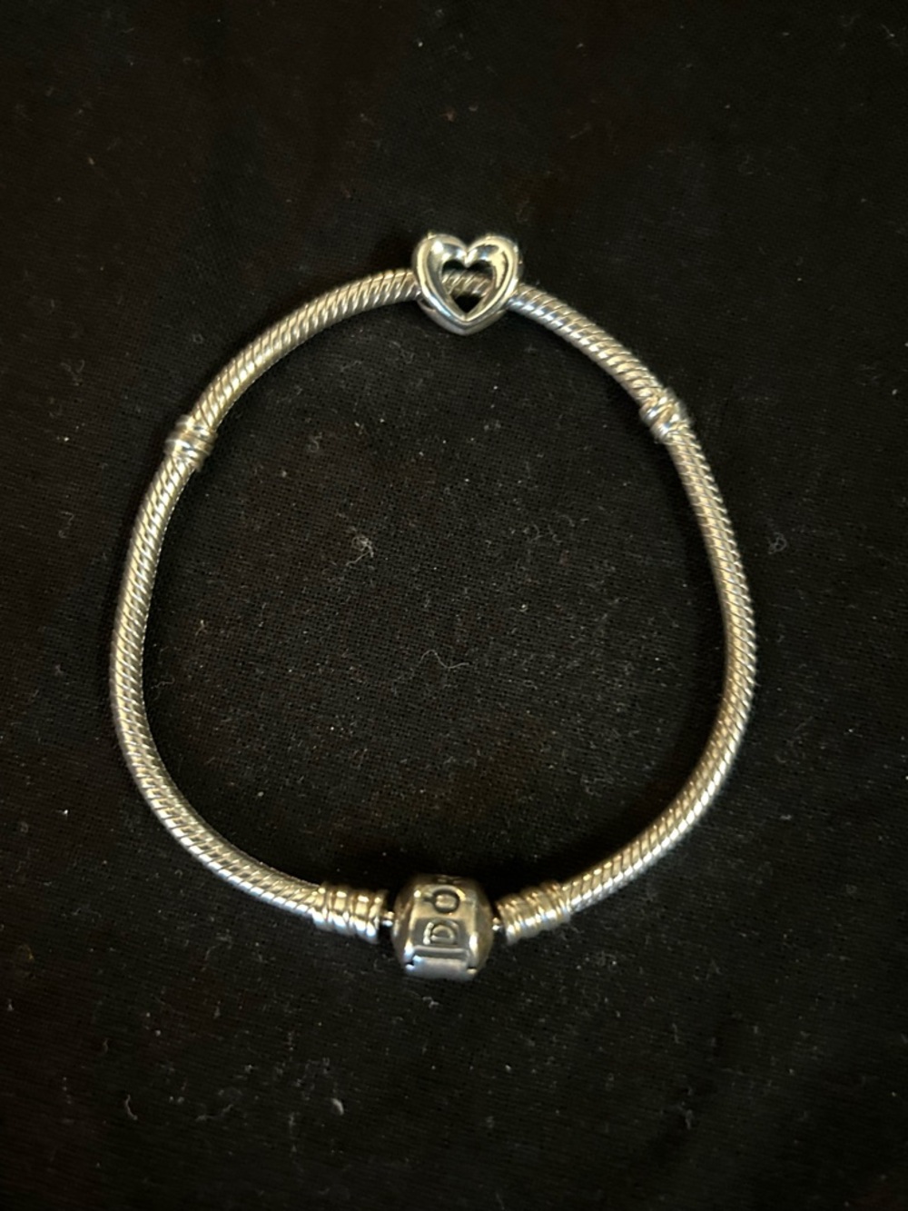 Pandora Silver Heart Clasp Snake Chain Bracelet